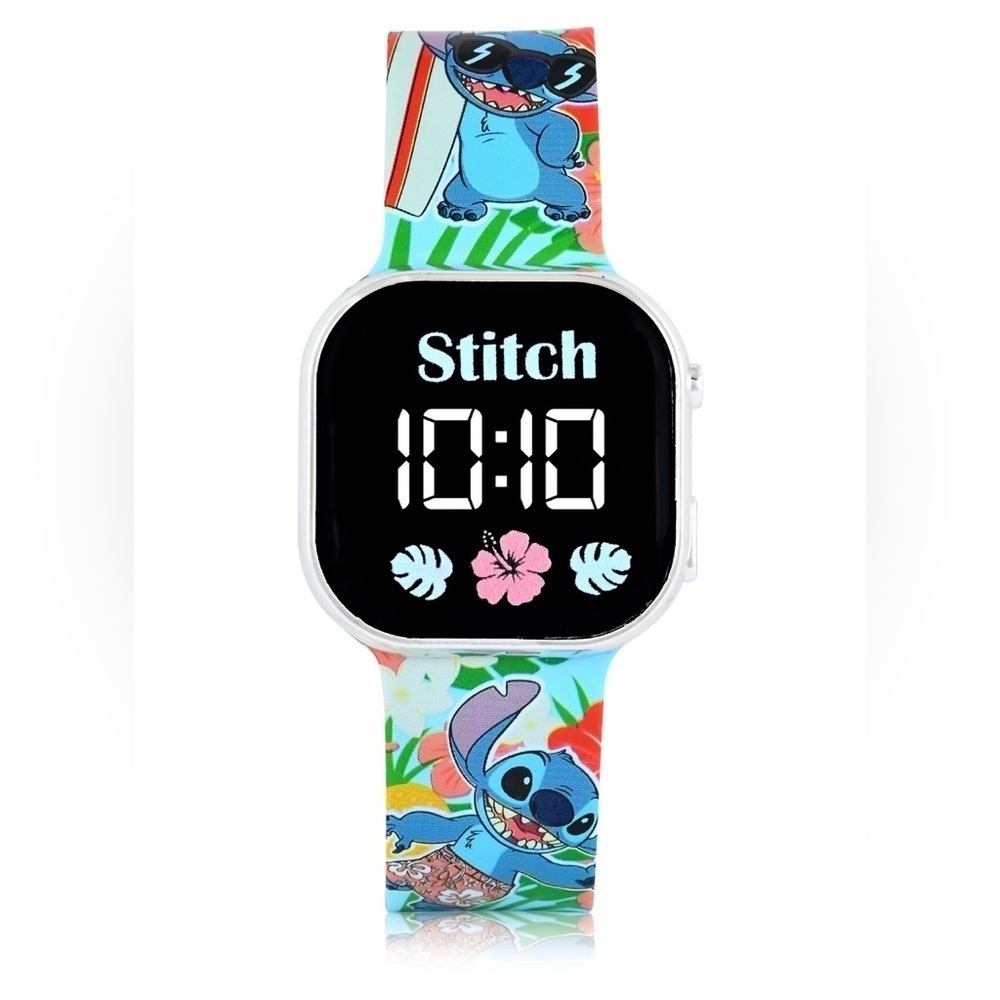 StitchUnisex Children's LED Watch with Square Case and Printed Silicone Strap
